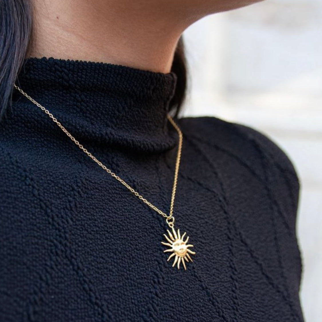 Collar con colgante del Sol | Collares de acero inoxidable