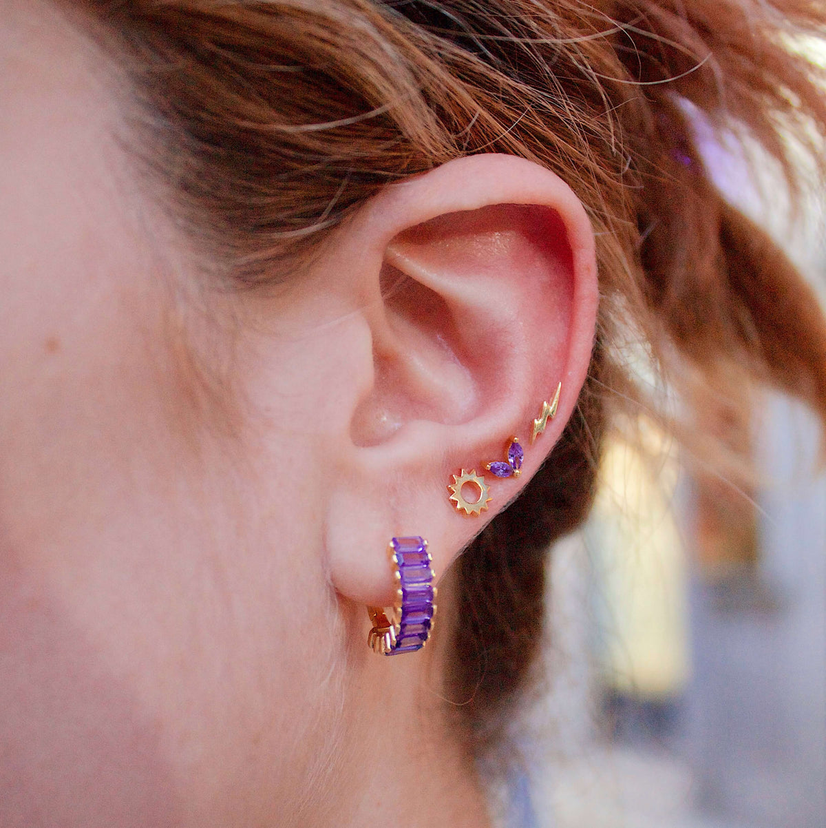 Pendientes de plata con forma de Sol | Pendientes de moda
