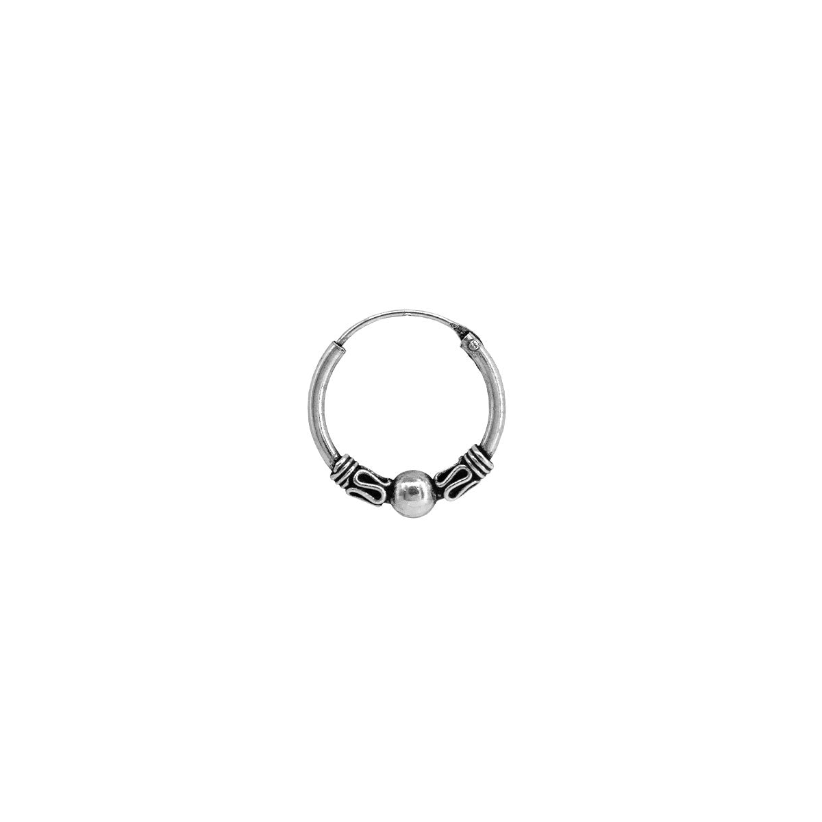 Boucles D'oreilles Créoles Bali En Argent 925 - Diamètre 12 Mm, Neuves Avec étiquettes